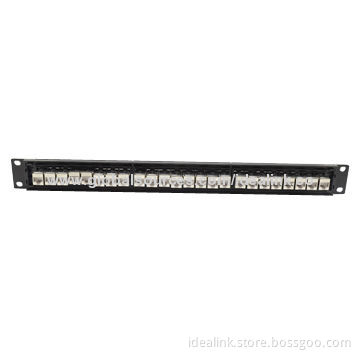 24-port 1U Cat6/5e Shielded/Unshielded FTP Patch Panel with RJ45 Network Patch CordNew